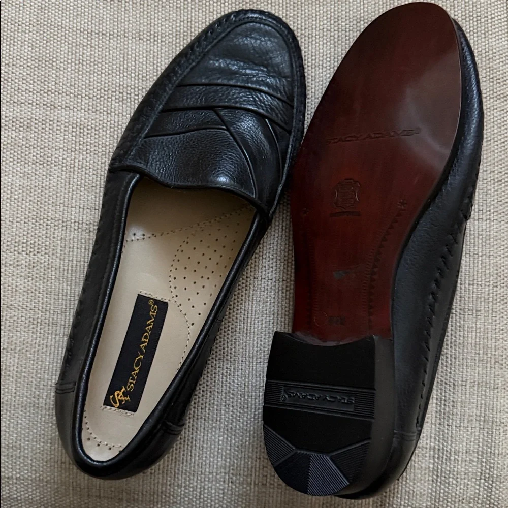 Stacy Adams Textured leather loafers mix toe Stitching Details New Size 9.5M